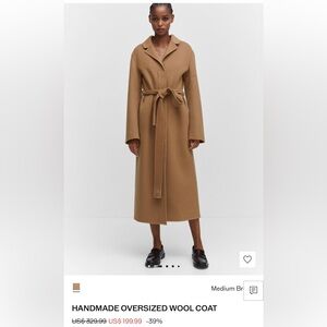 MANGO oversized handmade wool coat in camel